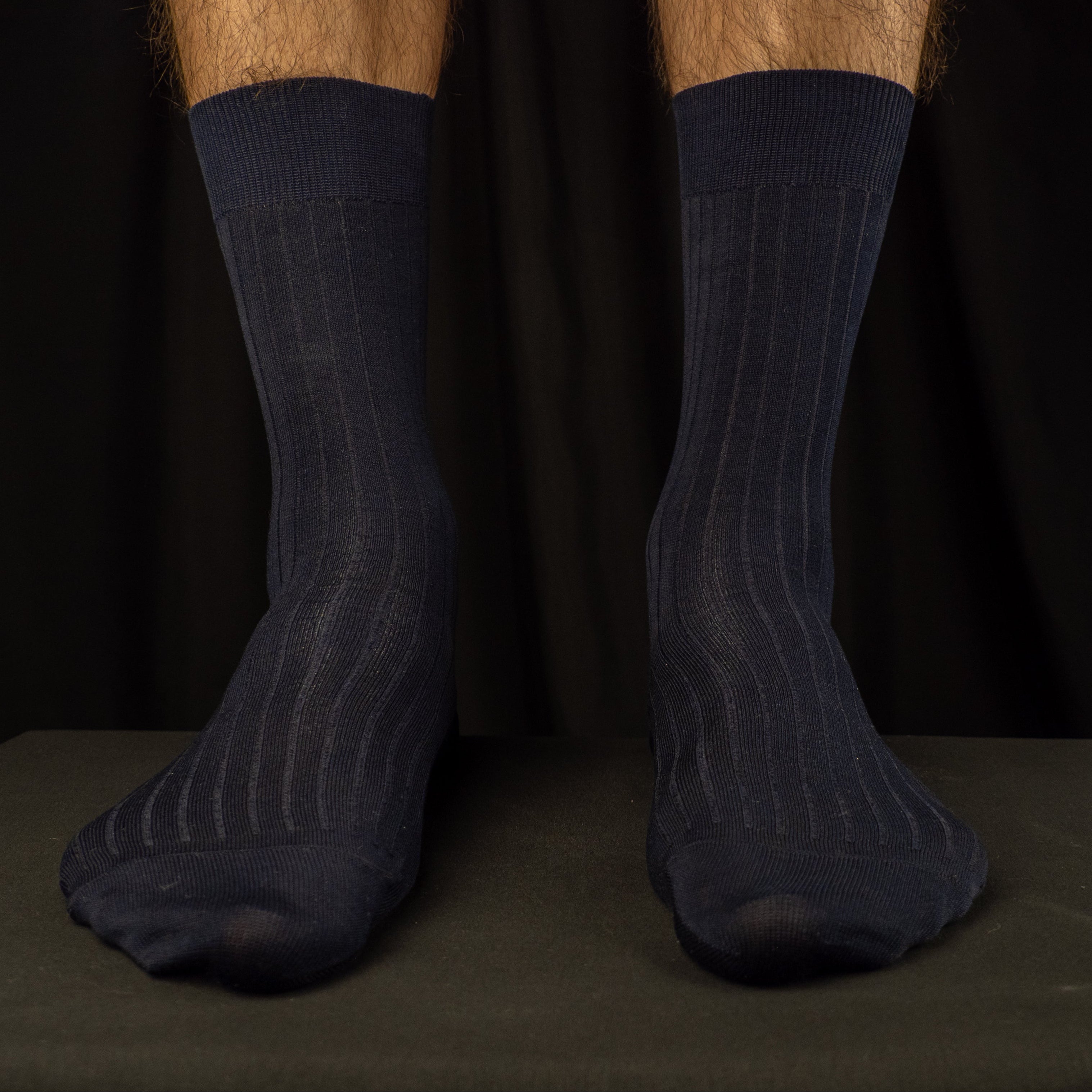 Gerippte Herrensocken – Navy