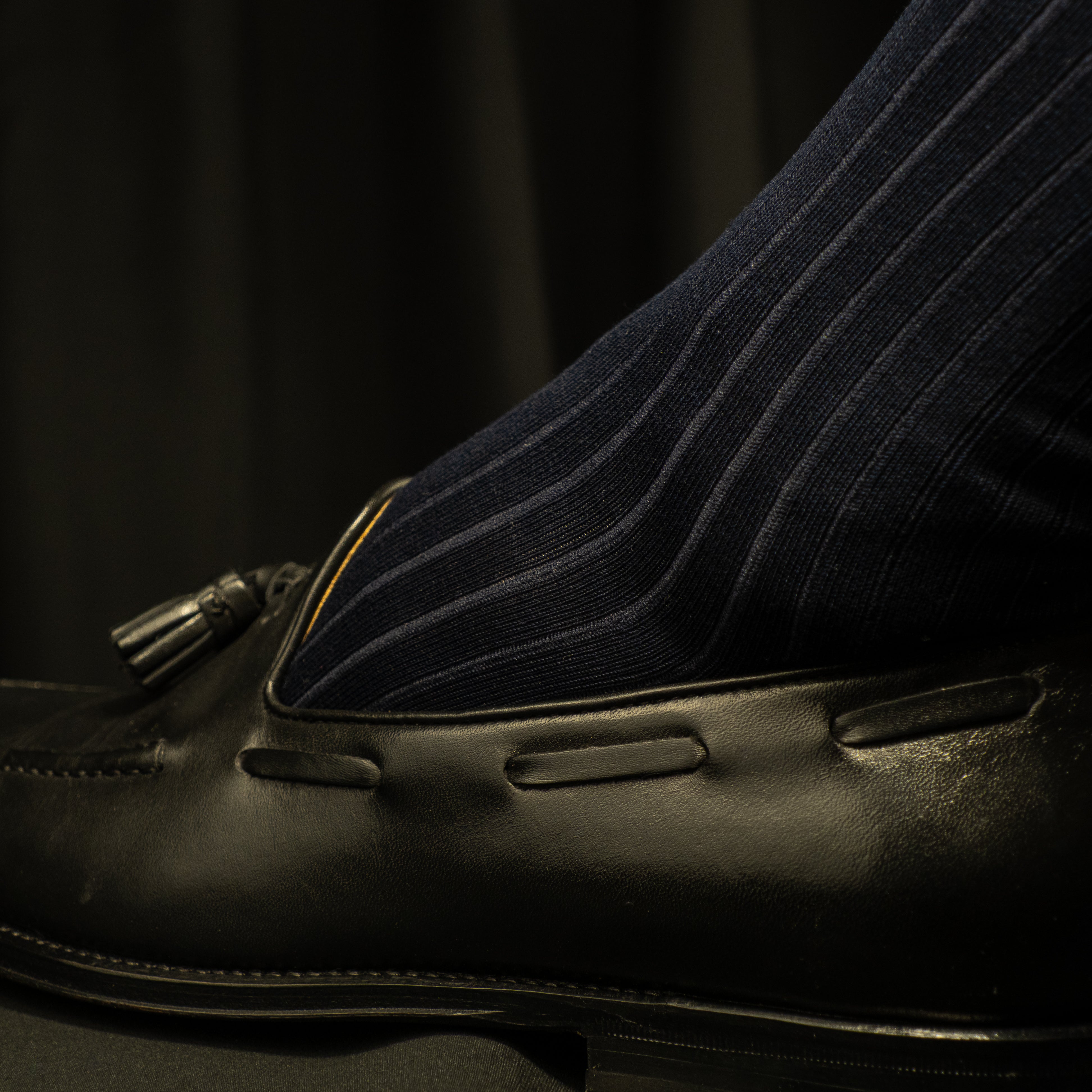 Gerippte Herrensocken – Navy