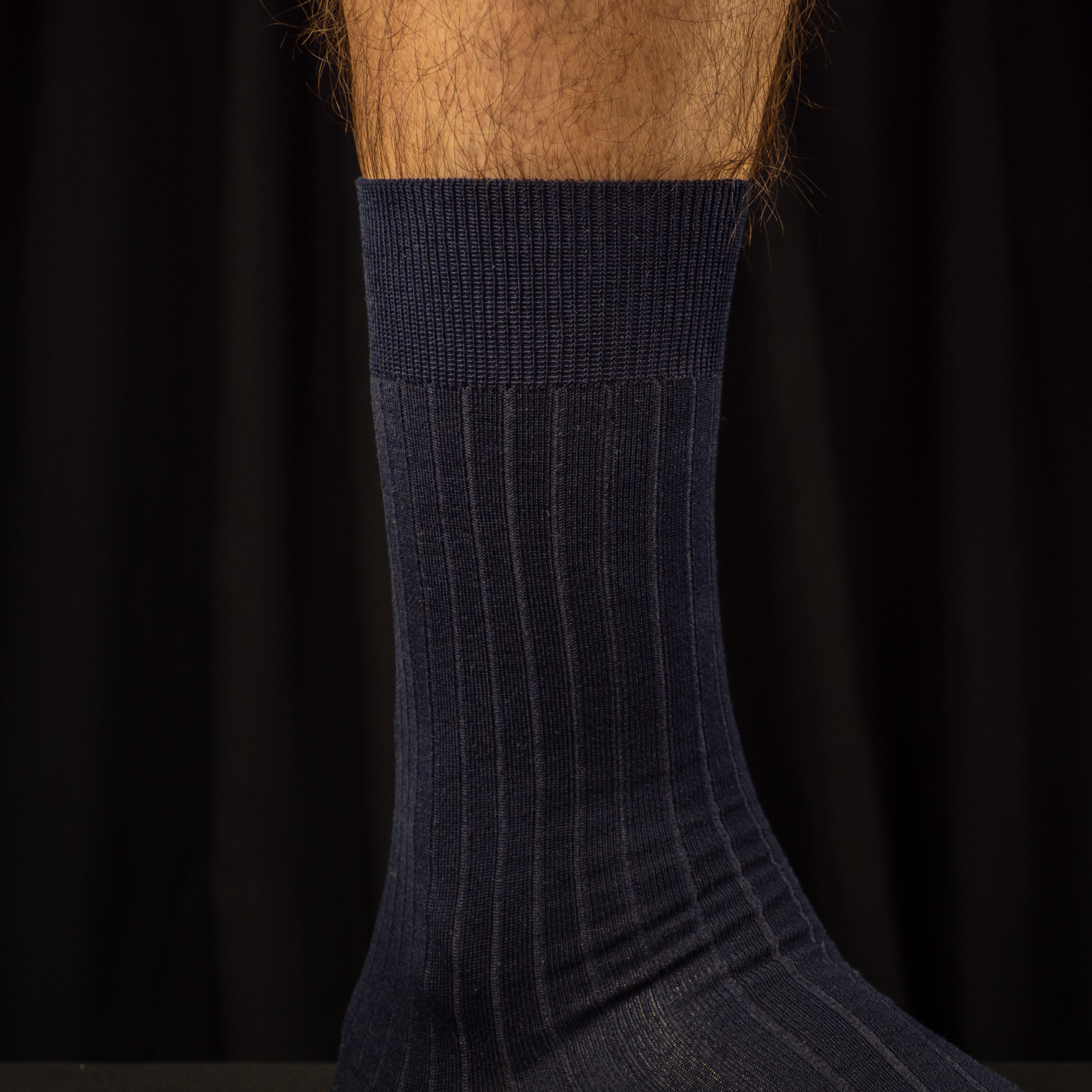 Gerippte Herrensocken – Navy